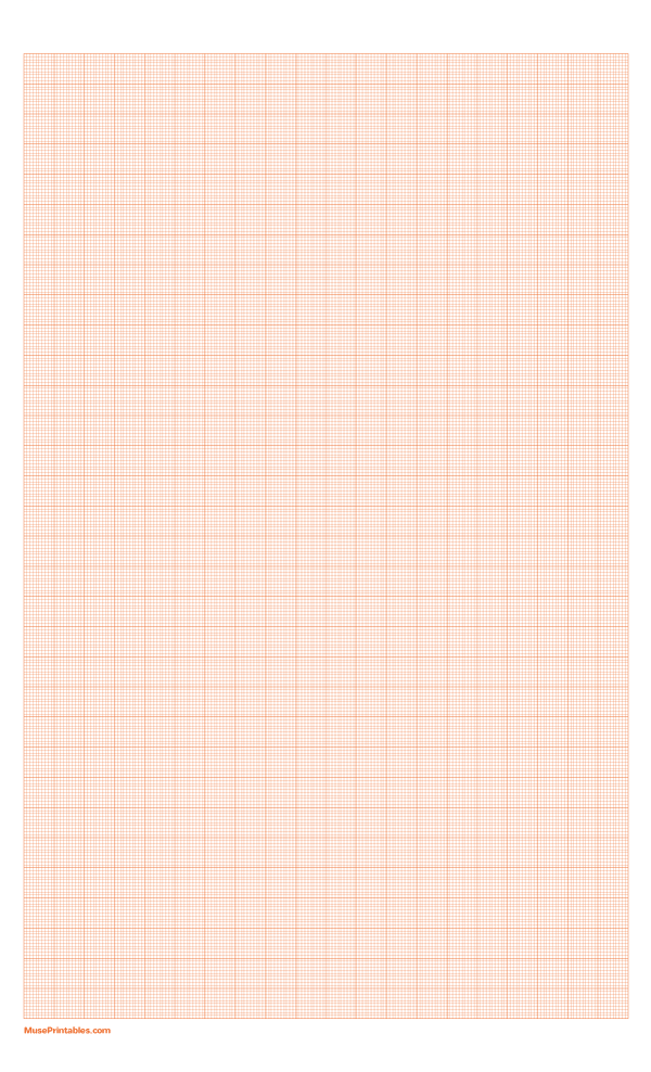 10 Squares Per Centimeter Orange Graph Paper : Legal-sized paper (8.5 x 14)
