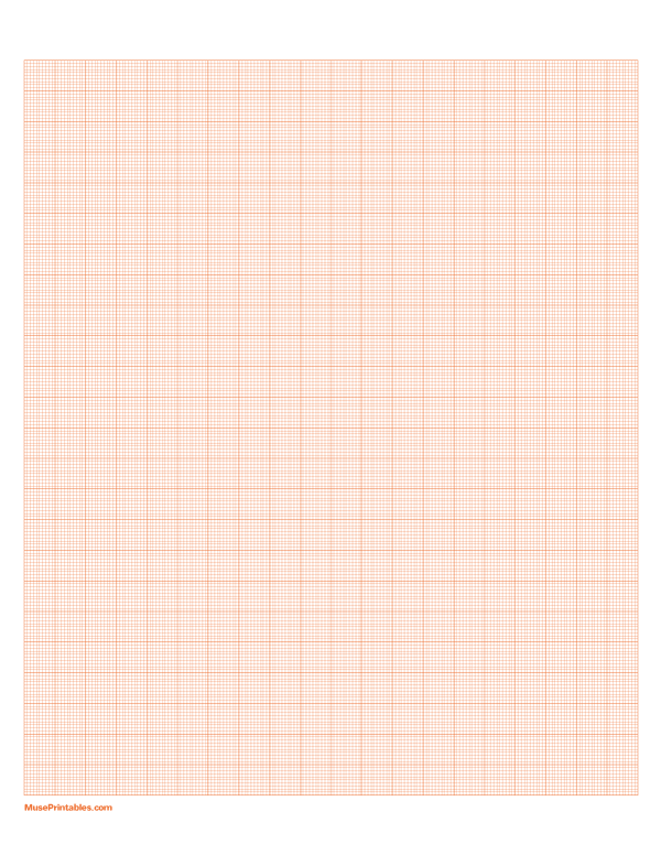 10 Squares Per Centimeter Orange Graph Paper : Letter-sized paper (8.5 x 11)