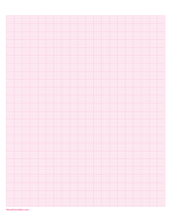 10 Squares Per Centimeter Pink Graph Paper : Letter-sized paper (8.5 x 11)