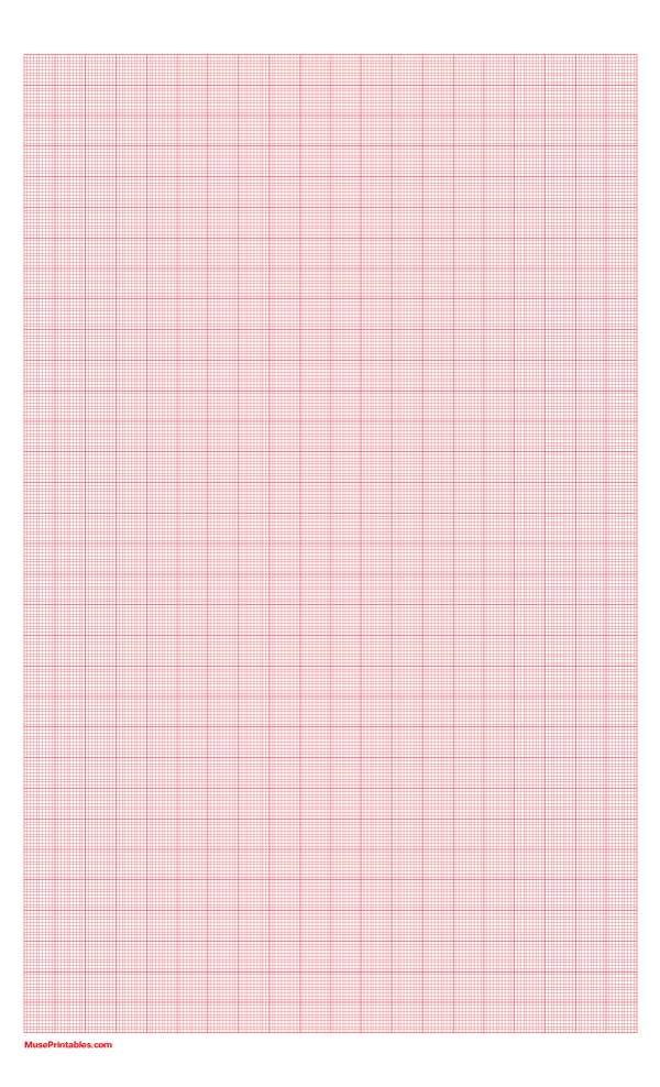 10 Squares Per Centimeter Red Graph Paper : Legal-sized paper (8.5 x 14)