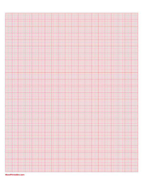10 Squares Per Centimeter Red Graph Paper : Letter-sized paper (8.5 x 11)