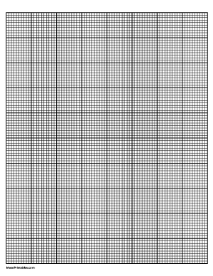 10 Squares Per Inch Black Graph Paper  - Letter