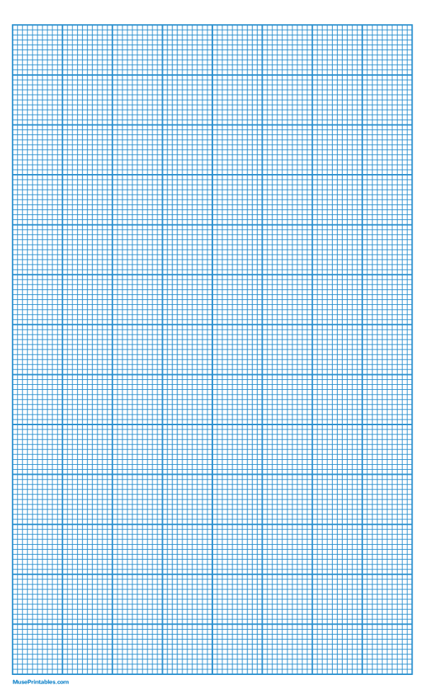 10 Squares Per Inch Blue Graph Paper : Legal-sized paper (8.5 x 14)