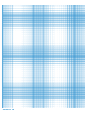10 Squares Per Inch Blue Graph Paper  - Letter
