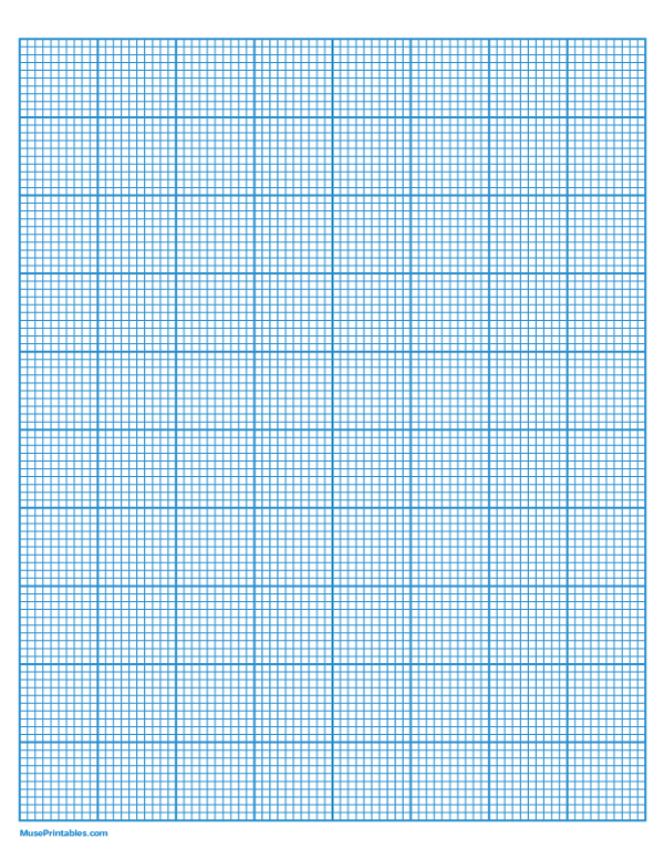 10 Squares Per Inch Blue Graph Paper : Letter-sized paper (8.5 x 11)