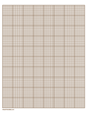 10 Squares Per Inch Brown Graph Paper  - Letter
