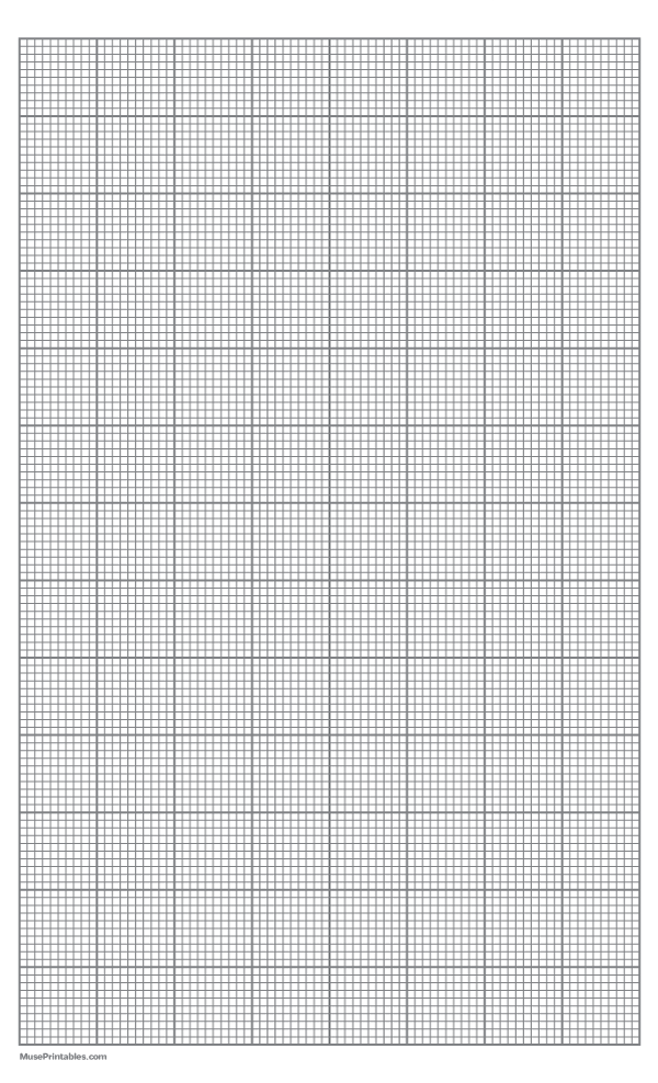 10 Squares Per Inch Gray Graph Paper : Legal-sized paper (8.5 x 14)