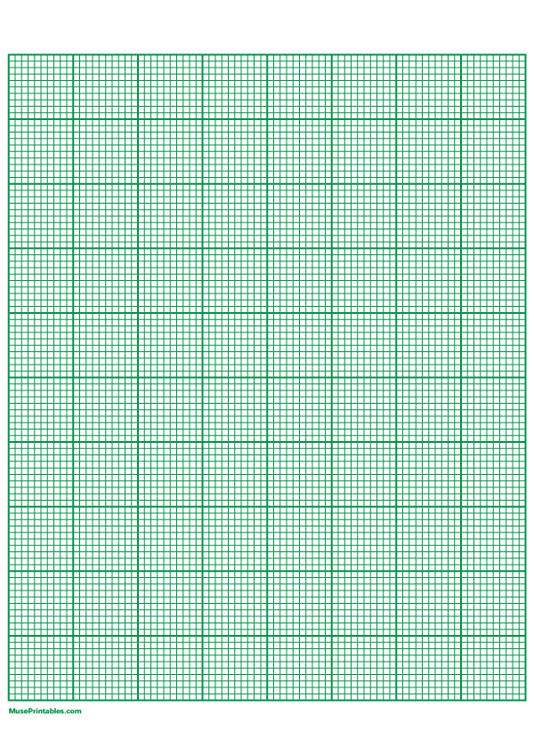 10 Squares Per Inch Green Graph Paper : A4-sized paper (8.27 x 11.69)