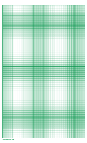 10 Squares Per Inch Green Graph Paper  - Legal