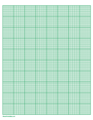 10 Squares Per Inch Green Graph Paper  - Letter