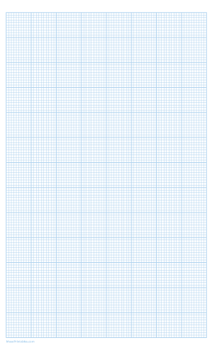 10 Squares Per Inch Light Blue Graph Paper  - Legal