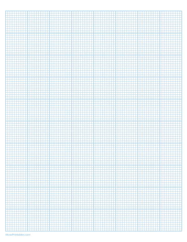 10 Squares Per Inch Light Blue Graph Paper : Letter-sized paper (8.5 x 11)