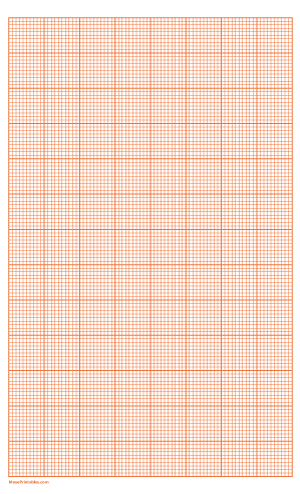 10 Squares Per Inch Orange Graph Paper  - Legal