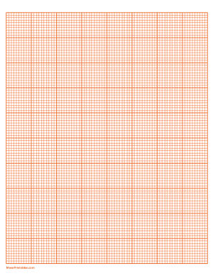 10 Squares Per Inch Orange Graph Paper  - Letter