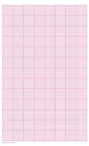 10 Squares Per Inch Pink Graph Paper  - Legal