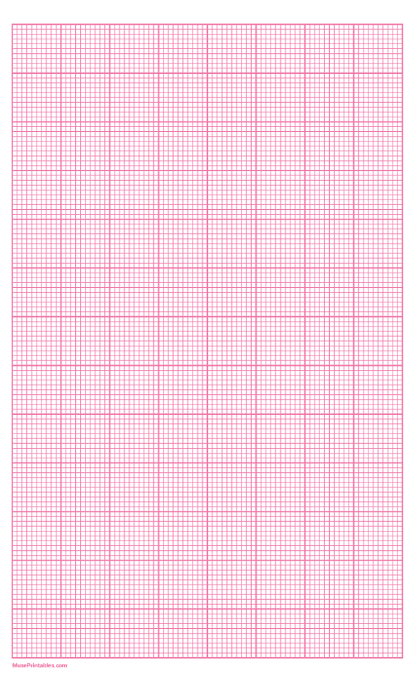 10 Squares Per Inch Pink Graph Paper : Legal-sized paper (8.5 x 14)