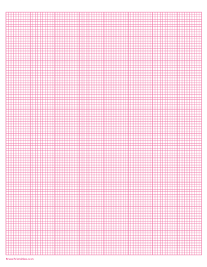 10 Squares Per Inch Pink Graph Paper  - Letter