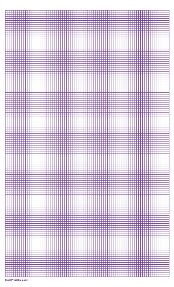 10 Squares Per Inch Purple Graph Paper : Legal-sized paper (8.5 x 14)