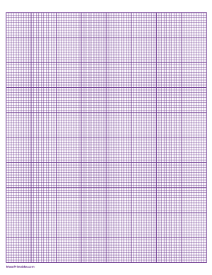 10 Squares Per Inch Purple Graph Paper  - Letter