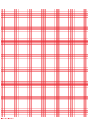 10 Squares Per Inch Red Graph Paper  - A4