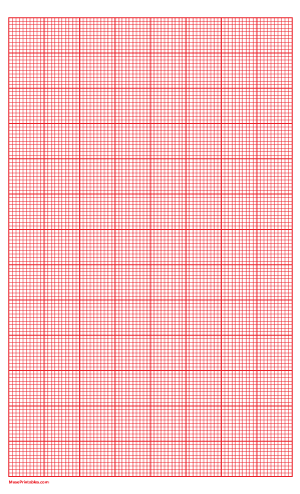 10 Squares Per Inch Red Graph Paper  - Legal