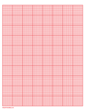 10 Squares Per Inch Red Graph Paper  - Letter