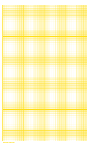 10 Squares Per Inch Yellow Graph Paper  - Legal
