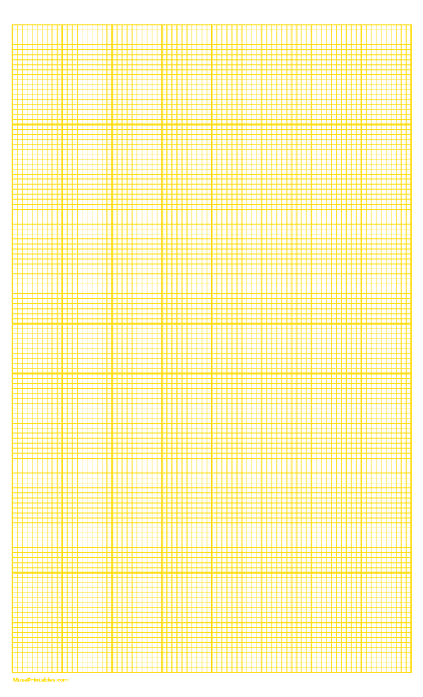 10 Squares Per Inch Yellow Graph Paper : Legal-sized paper (8.5 x 14)