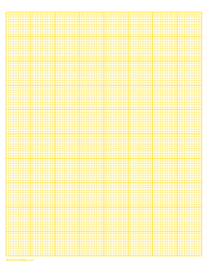 10 Squares Per Inch Yellow Graph Paper  - Letter