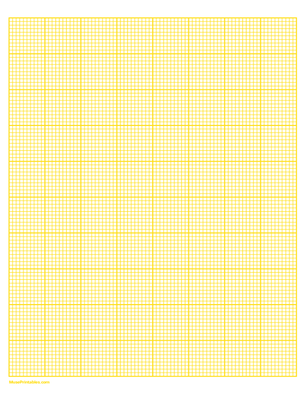 10 Squares Per Inch Yellow Graph Paper : Letter-sized paper (8.5 x 11)