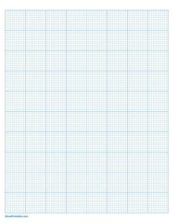 11 Squares Per Inch Blue Graph Paper : Letter-sized paper (8.5 x 11)