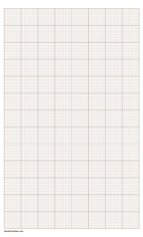 11 Squares Per Inch Brown Graph Paper : Legal-sized paper (8.5 x 14)