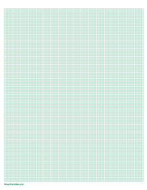 11 Squares Per Inch Green Graph Paper  - Letter