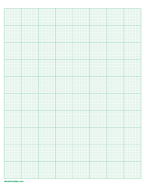 11 Squares Per Inch Green Graph Paper : Letter-sized paper (8.5 x 11)