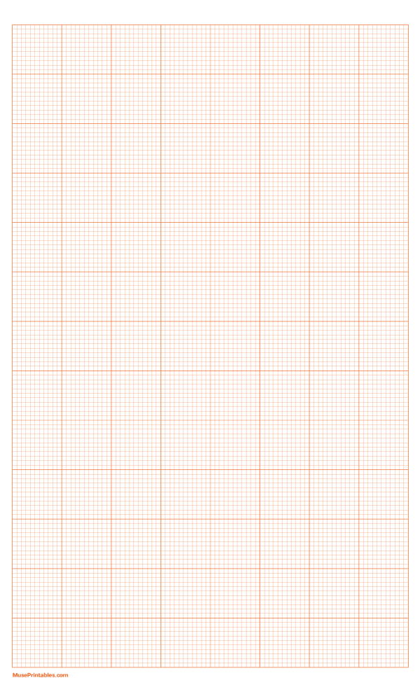 11 Squares Per Inch Orange Graph Paper : Legal-sized paper (8.5 x 14)