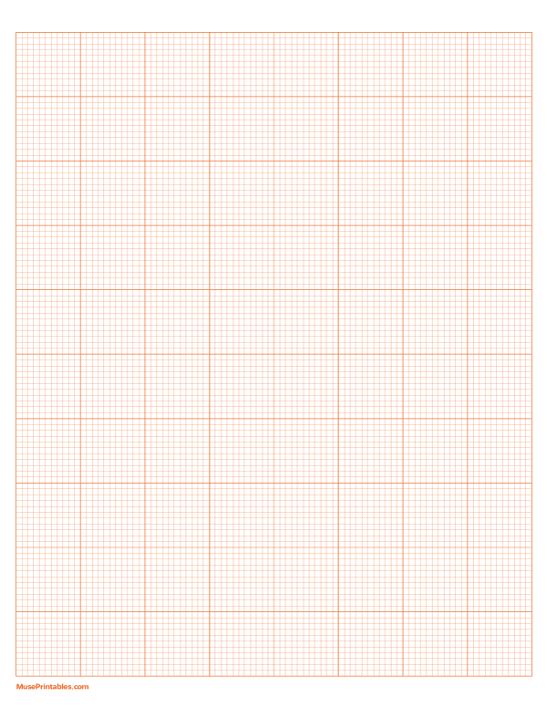 11 Squares Per Inch Orange Graph Paper : Letter-sized paper (8.5 x 11)
