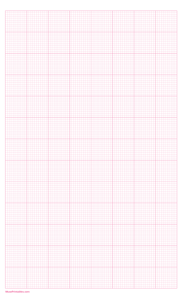 11 Squares Per Inch Pink Graph Paper : Legal-sized paper (8.5 x 14)