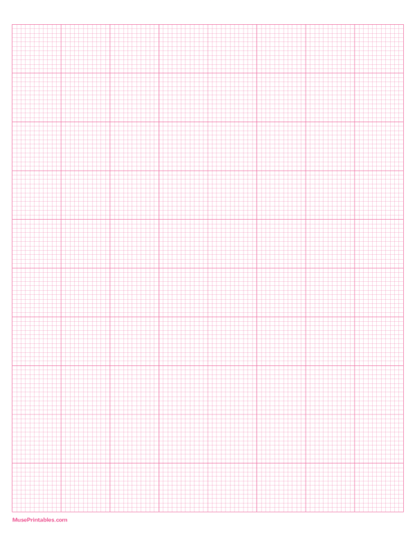 11 Squares Per Inch Pink Graph Paper : Letter-sized paper (8.5 x 11)