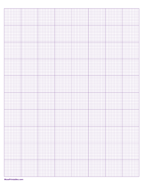 11 Squares Per Inch Purple Graph Paper : Letter-sized paper (8.5 x 11)