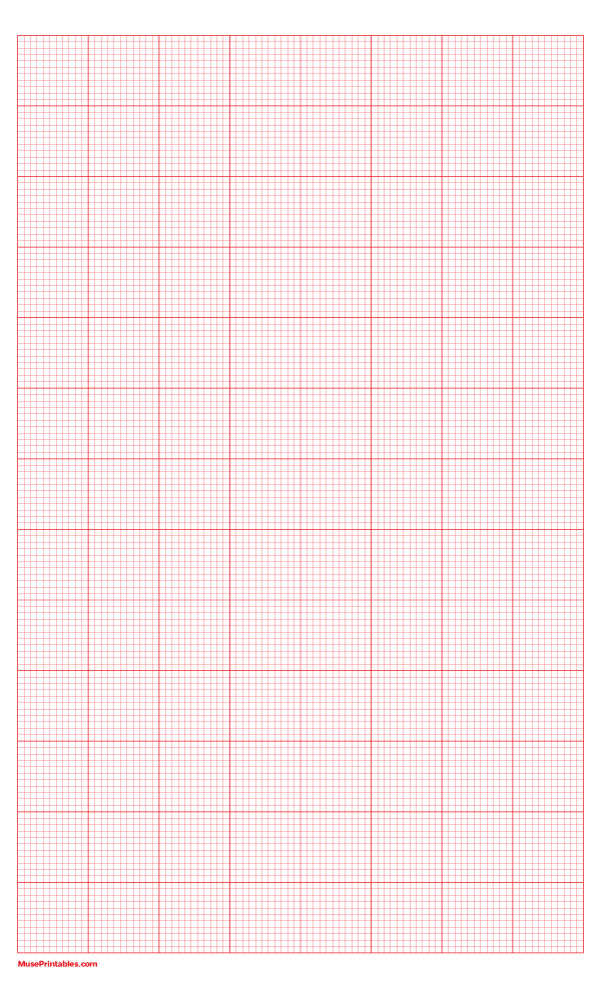 11 Squares Per Inch Red Graph Paper : Legal-sized paper (8.5 x 14)