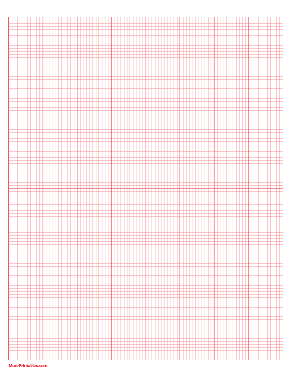11 Squares Per Inch Red Graph Paper : Letter-sized paper (8.5 x 11)