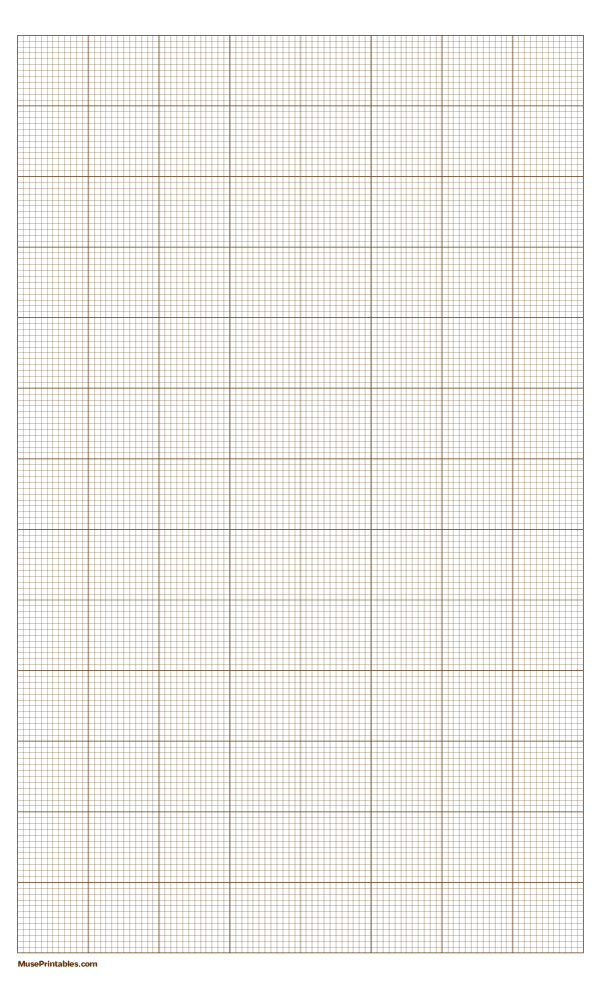 12 Squares Per Inch Brown Graph Paper : Legal-sized paper (8.5 x 14)