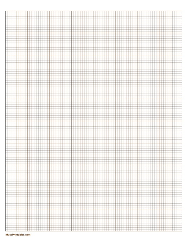 12 Squares Per Inch Brown Graph Paper : Letter-sized paper (8.5 x 11)