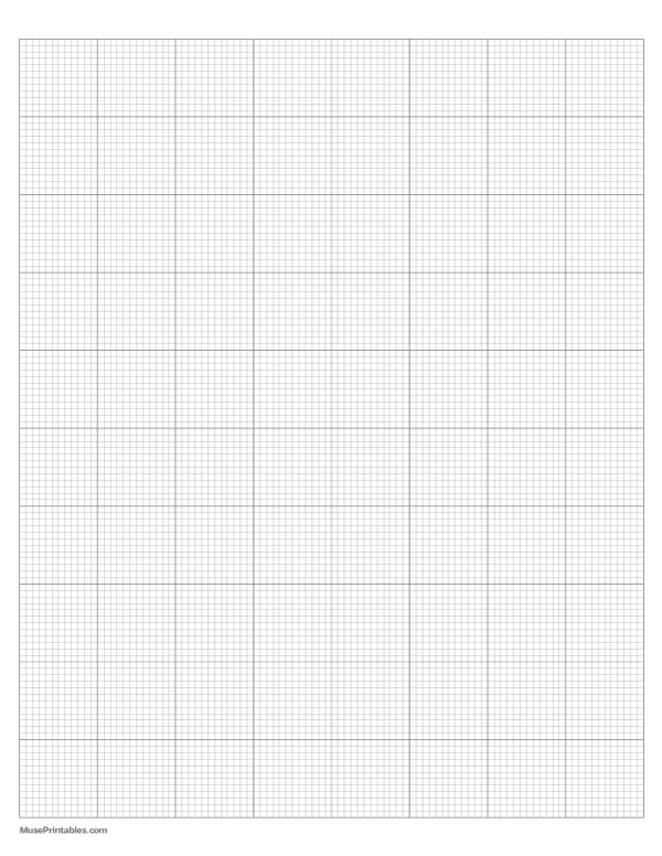12 Squares Per Inch Gray Graph Paper : Letter-sized paper (8.5 x 11)