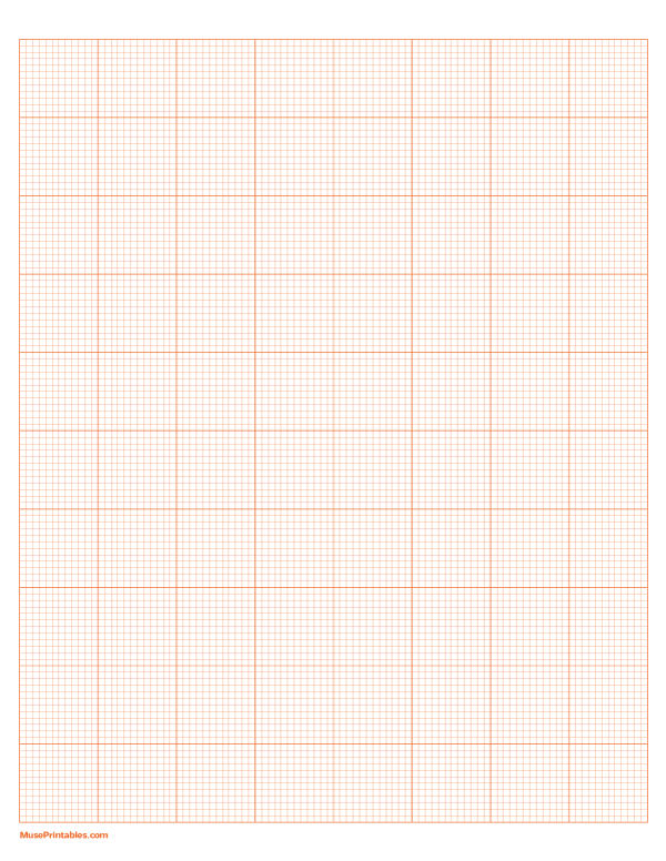 12 Squares Per Inch Orange Graph Paper : Letter-sized paper (8.5 x 11)