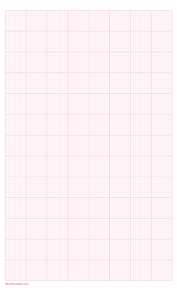 12 Squares Per Inch Pink Graph Paper : Legal-sized paper (8.5 x 14)