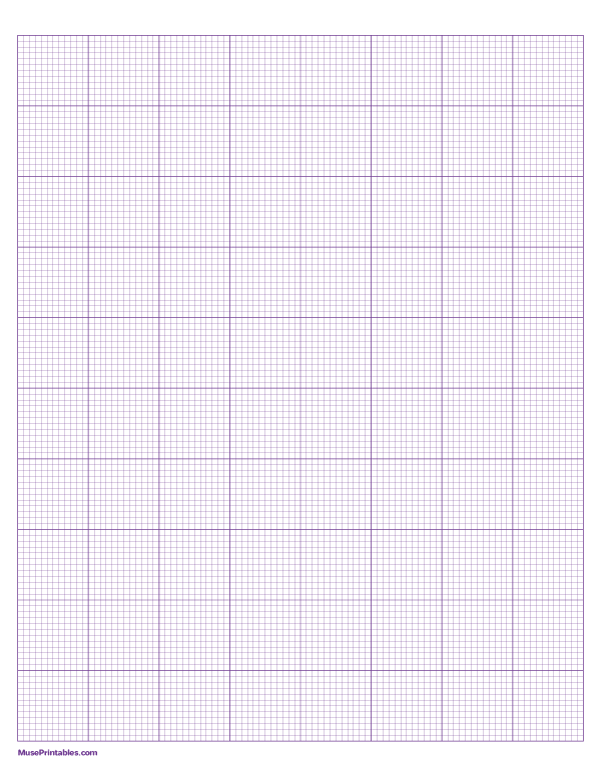 12 Squares Per Inch Purple Graph Paper : Letter-sized paper (8.5 x 11)