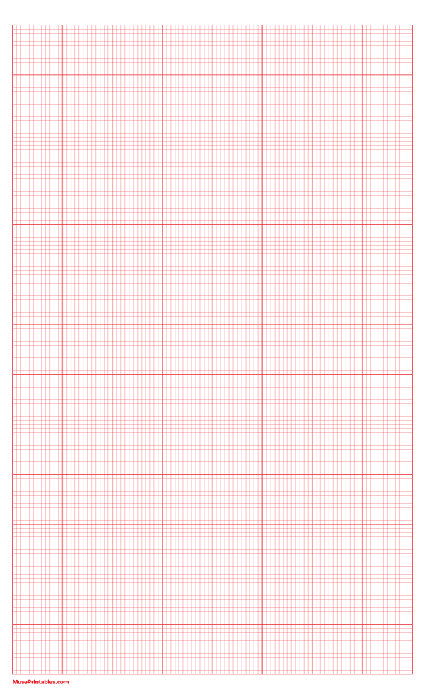 12 Squares Per Inch Red Graph Paper : Legal-sized paper (8.5 x 14)
