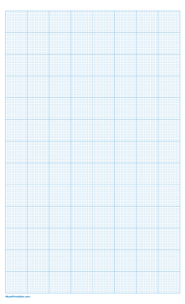 13 Squares Per Inch Blue Graph Paper : Legal-sized paper (8.5 x 14)