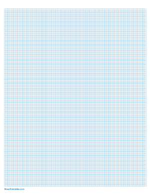 13 Squares Per Inch Blue Graph Paper  - Letter